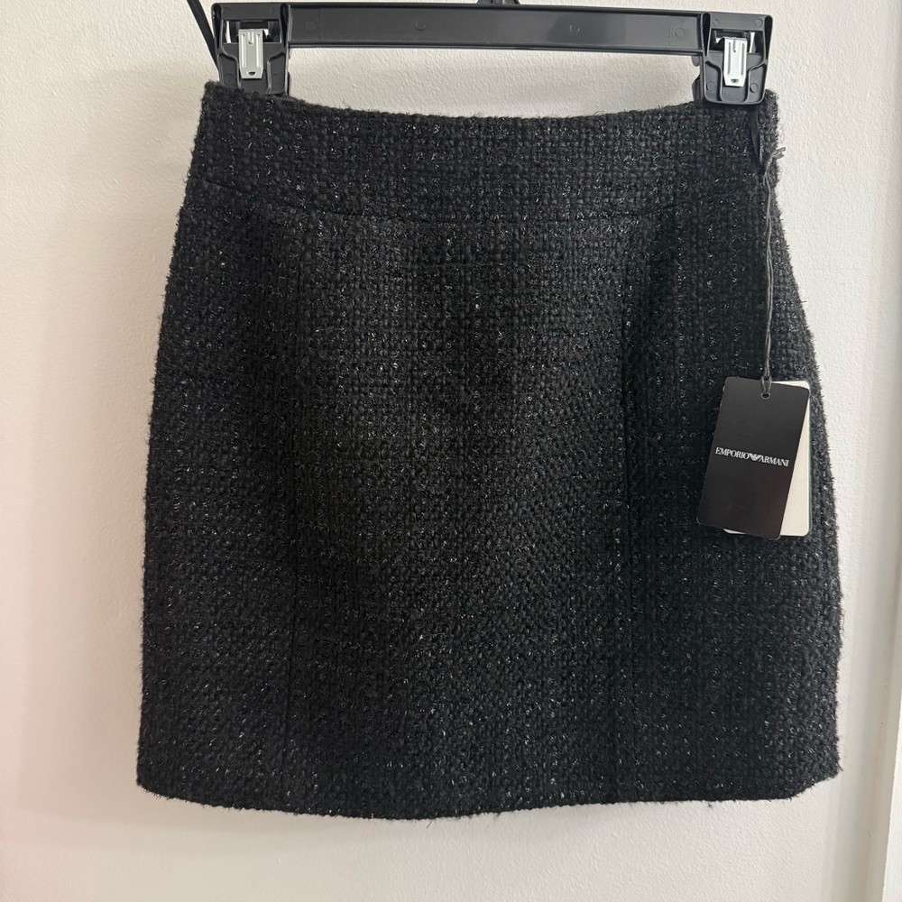 Emporio Armani Black Textured Mini Skirt